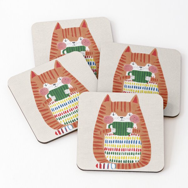 Item preview, Striped Cat with Green Mug designed and sold by CLEARART7.