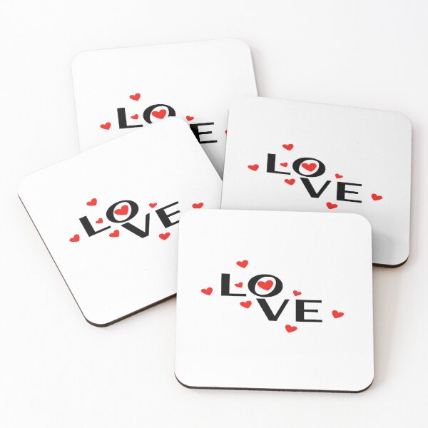 Item preview, LOVE Typography with Floating Hearts - Minimalist Romantic Art designed and sold by Dakson Design - Fantasy Art.