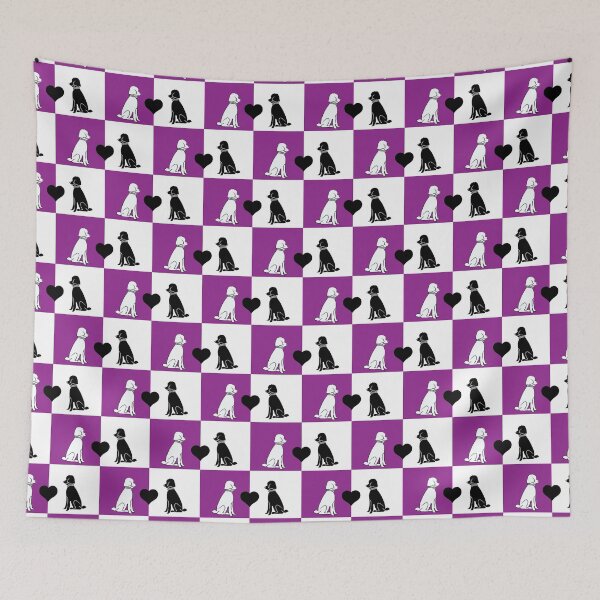 Item preview, Black & White Dogs Purple & White Checkered Background designed and sold by Digitalmyth's Designs.