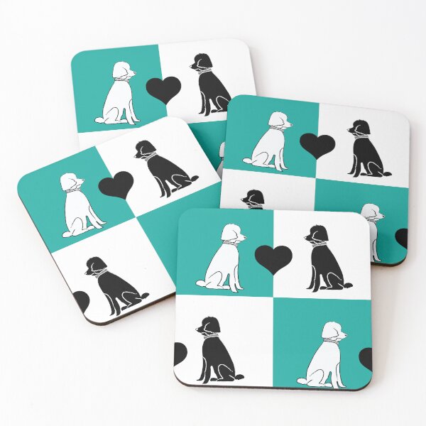 Item preview, Black & White Dogs Teal & White Checkered Background designed and sold by Digitalmyth's Designs.