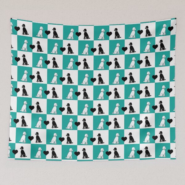 Item preview, Black & White Dogs Teal & White Checkered Background designed and sold by Digitalmyth's Designs.