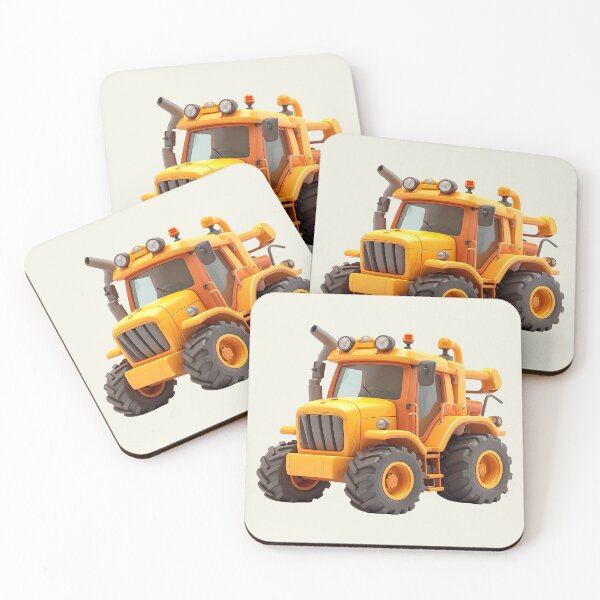 Item preview, Orange tractor, for children, kawaii style designed and sold by LiskoDesign.