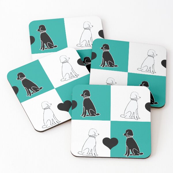 Item preview, Black & White Dogs on Teal & White Checkered Background designed and sold by Digitalmyth's Designs.