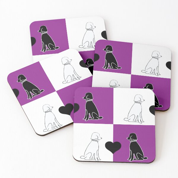 Item preview, Black & White Dogs on Purple & White Checkered Background designed and sold by Digitalmyth's Designs.