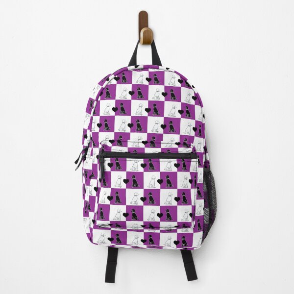 Item preview, Black & White Dogs on Purple & White Checkered Background designed and sold by Digitalmyth's Designs.