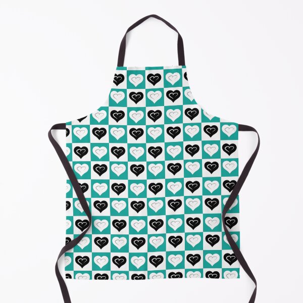 Item preview, Black & White Hearts on Teal Checkered Background designed and sold by Digitalmyth's Designs.