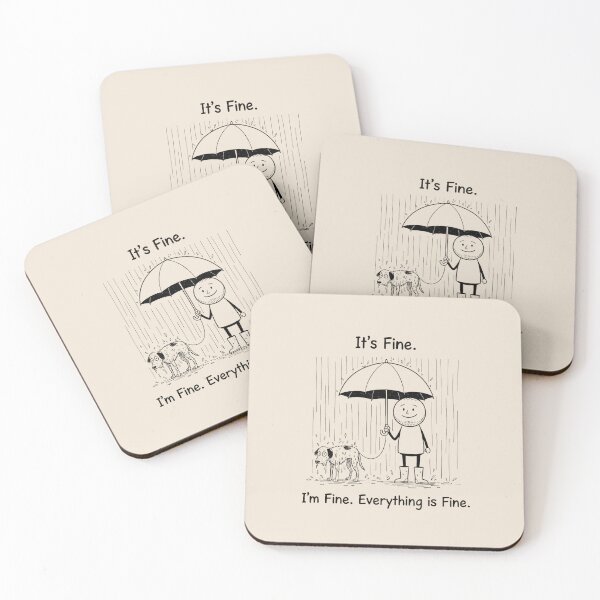 Item preview, "I'm Fine. It's Fine. Everything is Fine" Wet Dog Sarcastic Rainy Mood designed and sold by PixelQ.