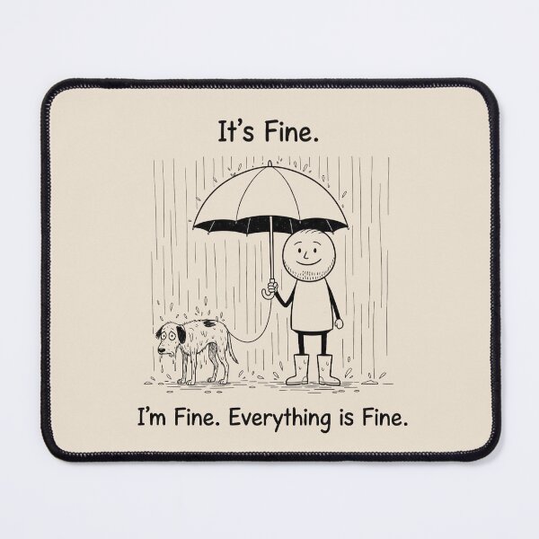 Item preview, "I'm Fine. It's Fine. Everything is Fine" Wet Dog Sarcastic Rainy Mood designed and sold by PixelQ.