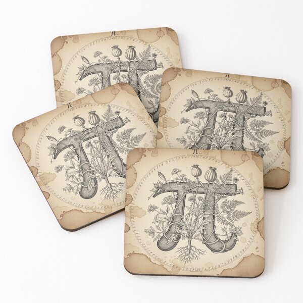 Item preview, Botanical Pi Symbol - Dark Academia Vintage Science Art Engraving designed and sold by Design_Your_Day.