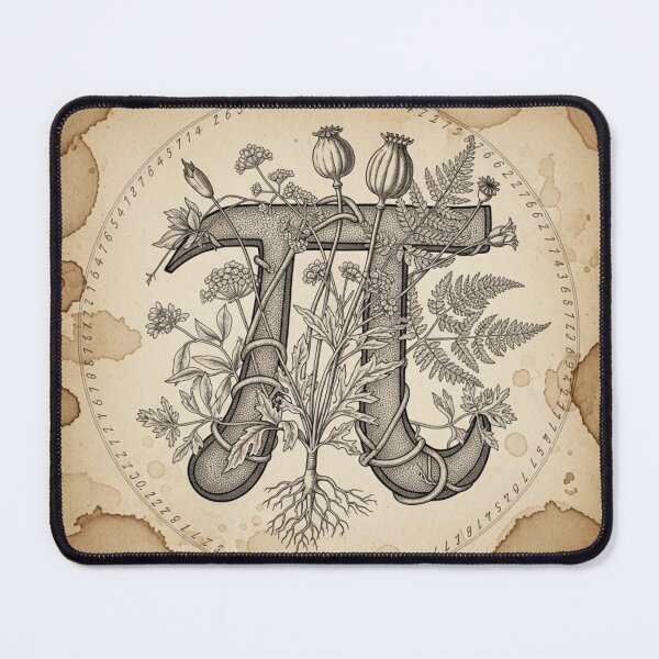 Item preview, Botanical Pi Symbol - Dark Academia Vintage Science Art Engraving designed and sold by Design_Your_Day.