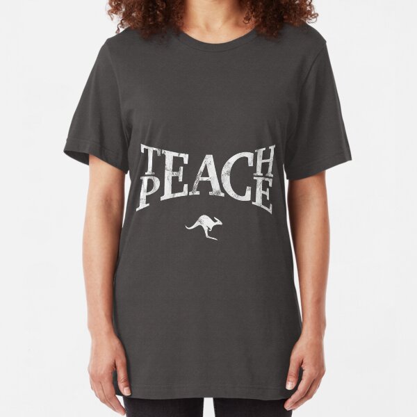 Teach Peace (White) Slim Fit T-Shirt