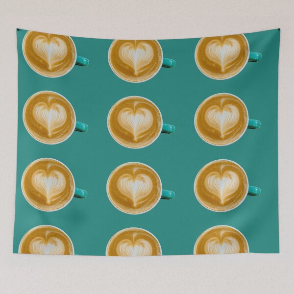 Item preview, Coffee on turquoise background  designed and sold by happytraveller1.