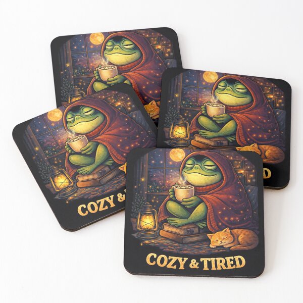 Item preview, Cozy & Tired Frog – Stay at Home Aesthetic Illustration designed and sold by Alexamarin.