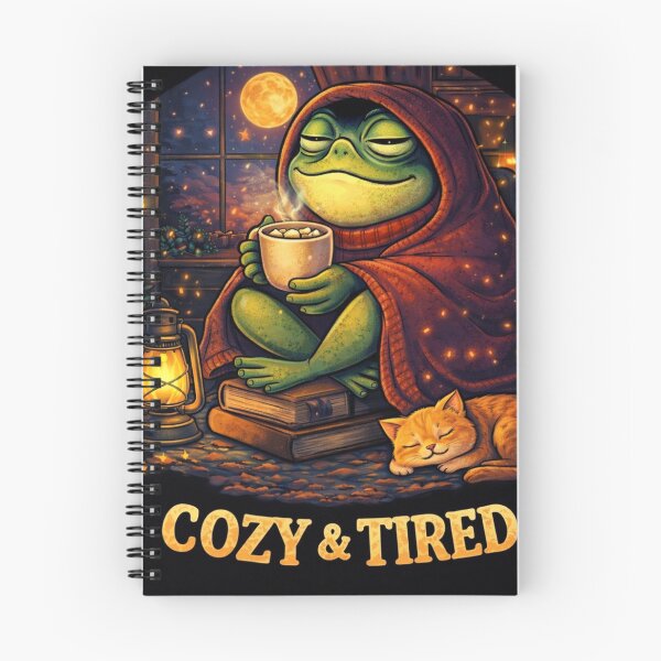 Item preview, Cozy & Tired Frog – Stay at Home Aesthetic Illustration designed and sold by Alexamarin.