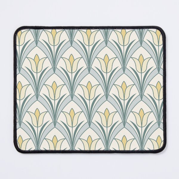 Item preview, Art Deco Spring Tulips Yellow Sage Green on Cream designed and sold by Pinkdeer Designs.