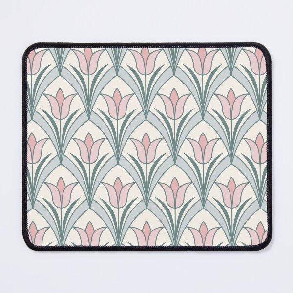 Item preview, Art Deco Spring Tulips Light Pink Sage Green on Cream designed and sold by Pinkdeer Designs.