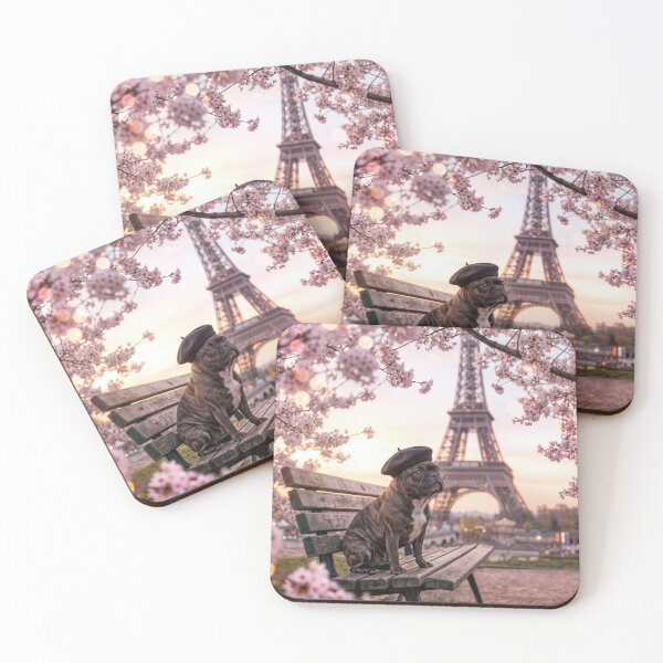 Item preview, French Bulldog On a Park Bench Near Eiffel Tower designed and sold by Maria Dryfhout.