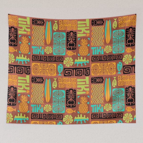 Item preview, Retro Hawaii Tropical Tiki Tapa Print designed and sold by RetroMaggie.