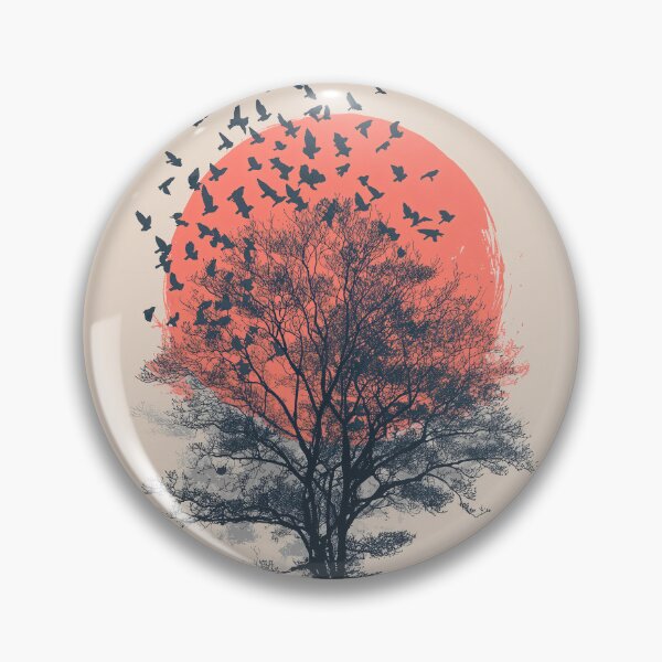 Item preview, Silhouette of Tree with Birds at Sunset designed and sold by lautir.