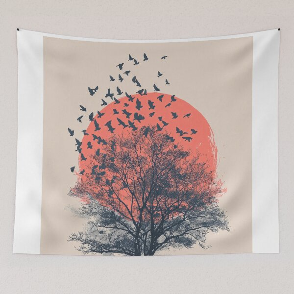 Item preview, Silhouette of Tree with Birds at Sunset designed and sold by lautir.