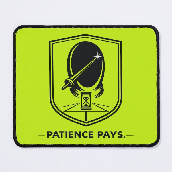 Item preview, Patience Pays – Fencing Mask & Hourglass Calm Emblem designed and sold by ChillCharmStudio.