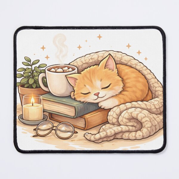 Item preview, Too Cozy to Socialize – Cute Sleeping Cat Cozy Aesthetic Illustration designed and sold by Alexamarin.