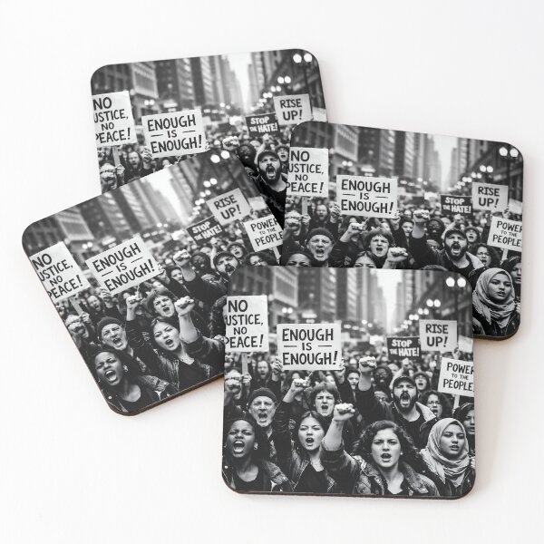 Item preview, Enough Is Enough Protest Crowd in Black and White designed and sold by athanasioungr.