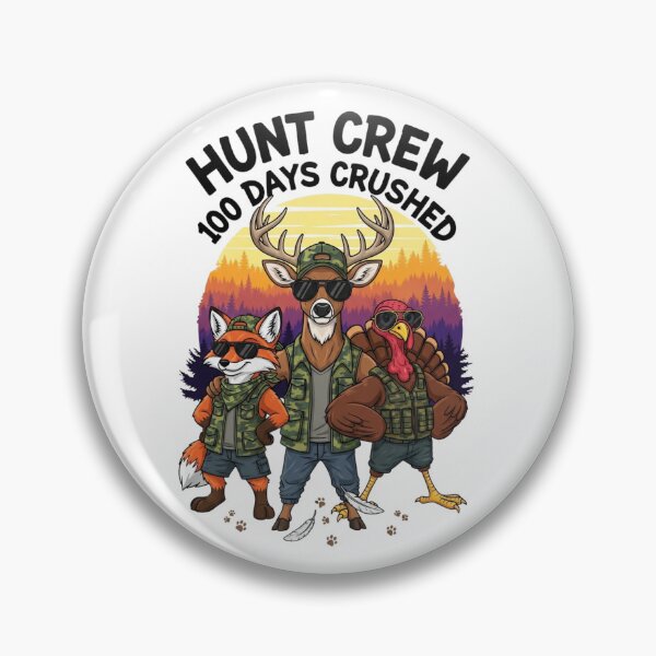 Artikelvorschau, Deer Fox Turkey Squad 100 Days Crushed Camo Gang entworfen und verkauft von JaaCreativeShop.