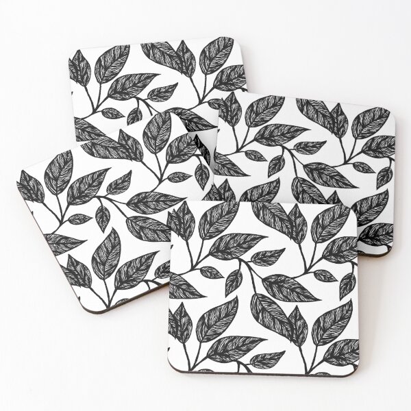 Item preview, Graphic Leaves Repeat Pattern Black & White designed and sold by NaliniLe.