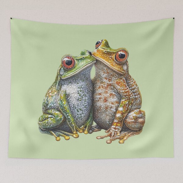 Item preview, Frog №34 Affectionate Tree Frogs Romantic Nature Art designed and sold by SyberGen.