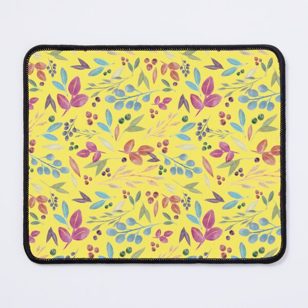 Item preview, Colorful Watercolor Floral Pattern Autumn Leaves Yellow Background designed and sold by NaliniLe.