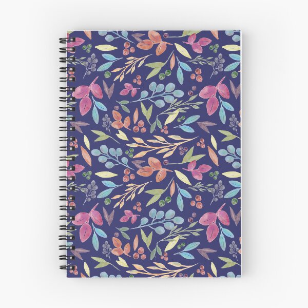 Item preview, Colorful Watercolor Floral Pattern Autumn Leaves Blue Background designed and sold by NaliniLe.