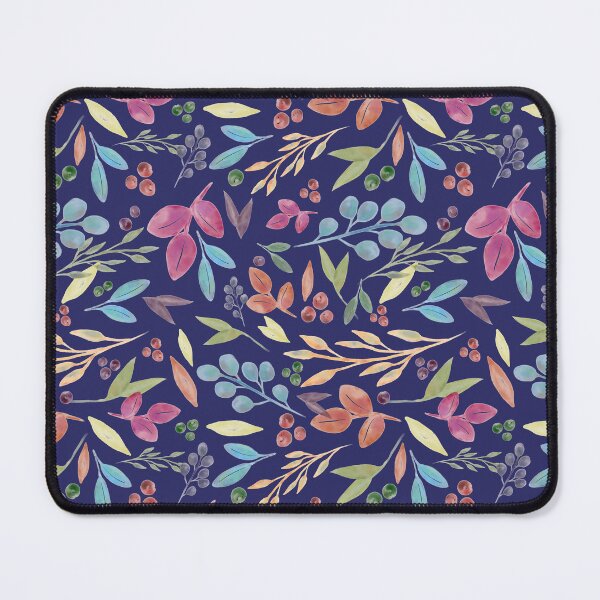 Item preview, Colorful Watercolor Floral Pattern Autumn Leaves Blue Background designed and sold by NaliniLe.