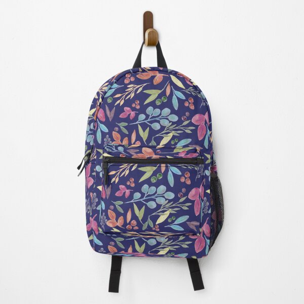 Item preview, Colorful Watercolor Floral Pattern Autumn Leaves Blue Background designed and sold by NaliniLe.