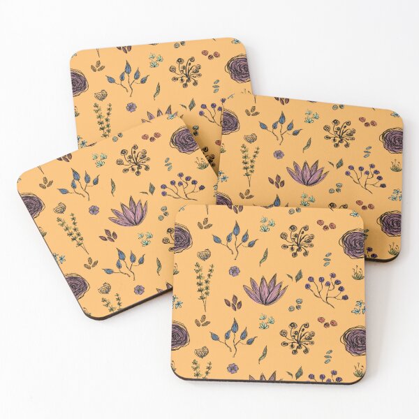 Item preview, Flowers and Leaves Repeat Seamless Pattern Yellow Background designed and sold by NaliniLe.