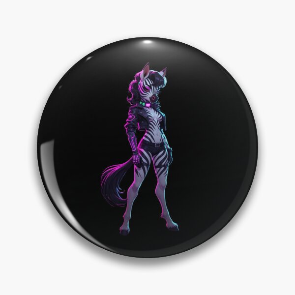 Item preview, Cyber Zebra Anthro Rebel - Neon Punk Zebra Girl designed and sold by AiDigitalSanctum.