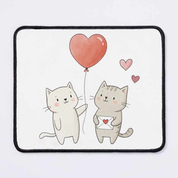 Item preview, Cute Cats with Heart Balloon & Love Letter — Sweet Valentine Illustration designed and sold by VivoStudio.