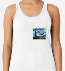 Camiseta de tirantes para mujer dragones en una noche estrellada