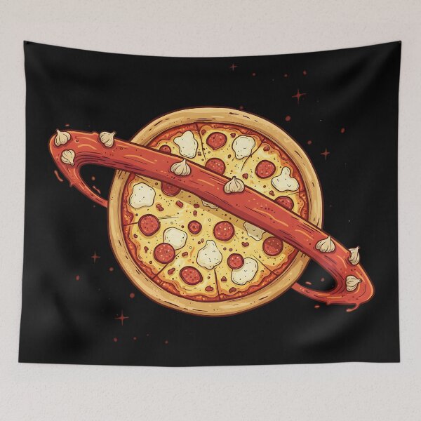 Item preview, Cosmic Pizza Planet Outer Space Galaxy food Art designed and sold by DrawHandArt.