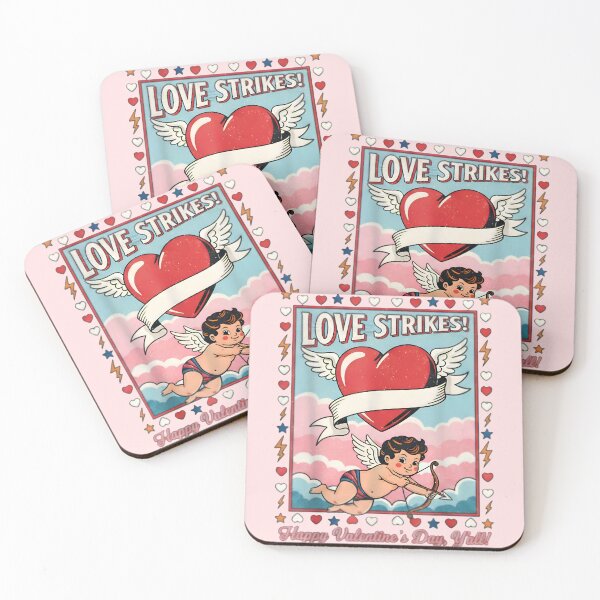 Item preview, Vintage Love Strikes Valentine Cupid Poster Art designed and sold by Studio-DeLuz.