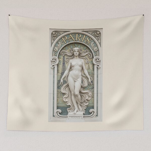 Item preview, Paris Art Nouveau Allegory - Vintage French Mosaic Wall Art designed and sold by FrancophileFun.