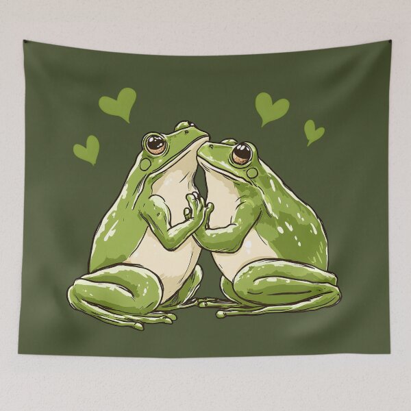 Item preview, Frog №51 Green Frog Couple with Hearts Illustration designed and sold by SyberGen.