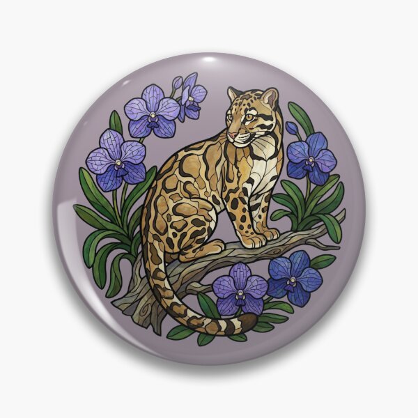 Item preview, Stained Glass Clouded Leopard Botanical Art designed and sold by BirdsnStuff.