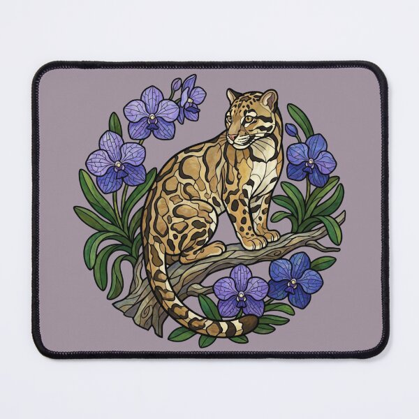 Item preview, Stained Glass Clouded Leopard Botanical Art designed and sold by BirdsnStuff.