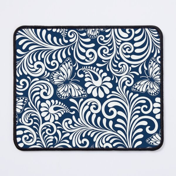 Item preview, Blue & White Butterfly Luxury Floral Pattern designed and sold by Ash Designs.