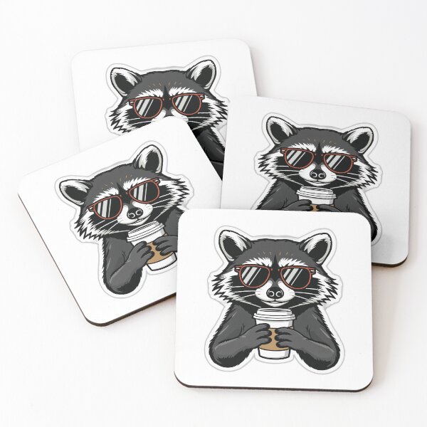 Item preview, Ilustración de un mapache genial con café designed and sold by DigitalStudioZT.