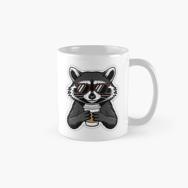 Item preview, Ilustración de un mapache genial con café designed and sold by DigitalStudioZT.