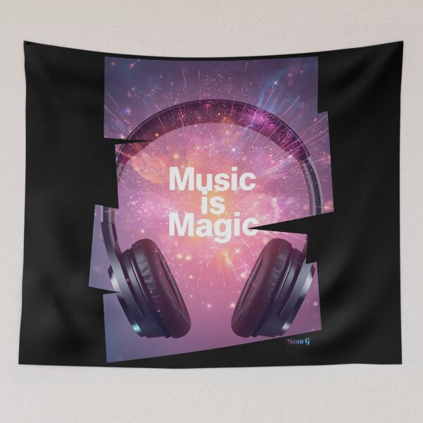 Item preview, Music is Magic – headphones releasing glowing sparkles 4 designed and sold by Neon G.