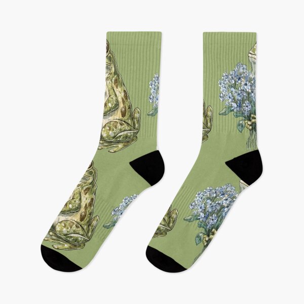 Item preview, Frog №77 Green Frog Holding Blue Forget Me Not Bouquet designed and sold by SyberGen.