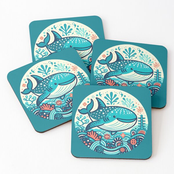 Item preview, Whale Shark with Ocean Flora – Hope for Wildlife Scandinavian Folk Art by heidiannemorris © designed and sold by FOLK ART FUSION by heidiannemorris.